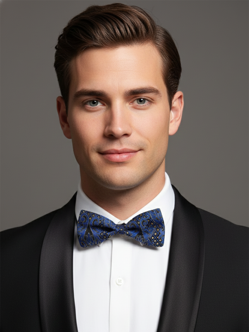 The Obsidian Azure: Midnight Blue Embroidered Bow Tie