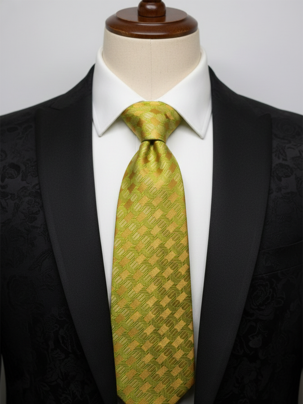 Premium Olive Green Silk Tie with Subtle Woven Pattern