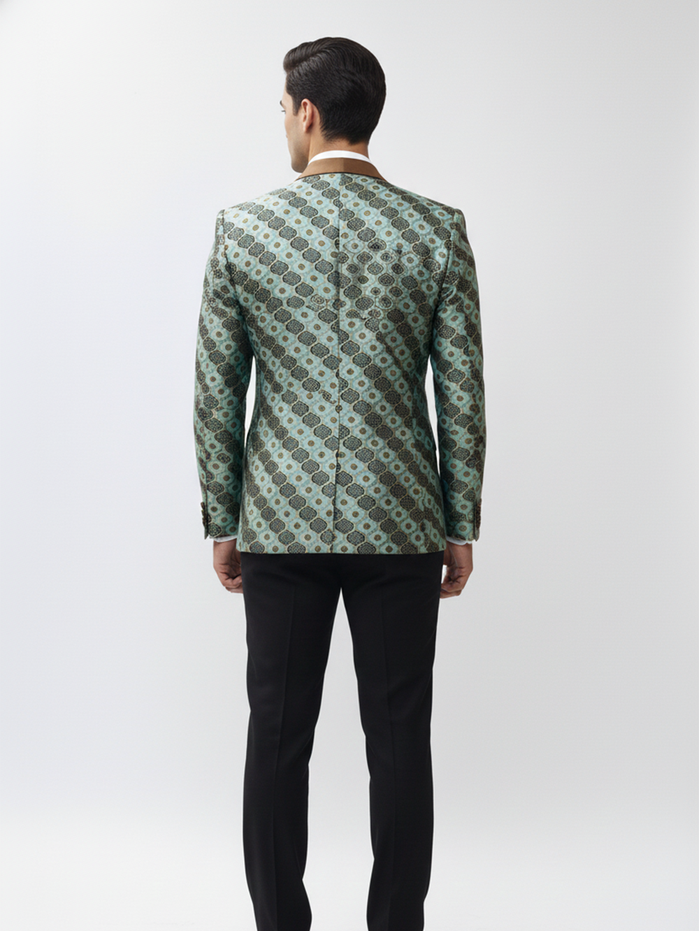 Mens Printed Jacquard Fashion Blazer for Stylish Occasions and Contemporary Trendy Look