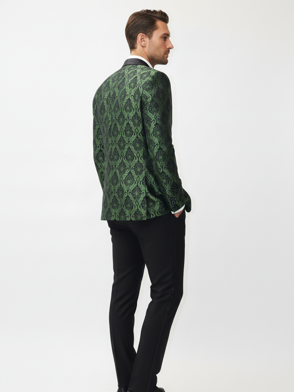 Mens Green and Black Slim Fit Blazer- Premium Tailoring, Elegant Patterns, Stylish Formal Wear for Office and Evening Parties