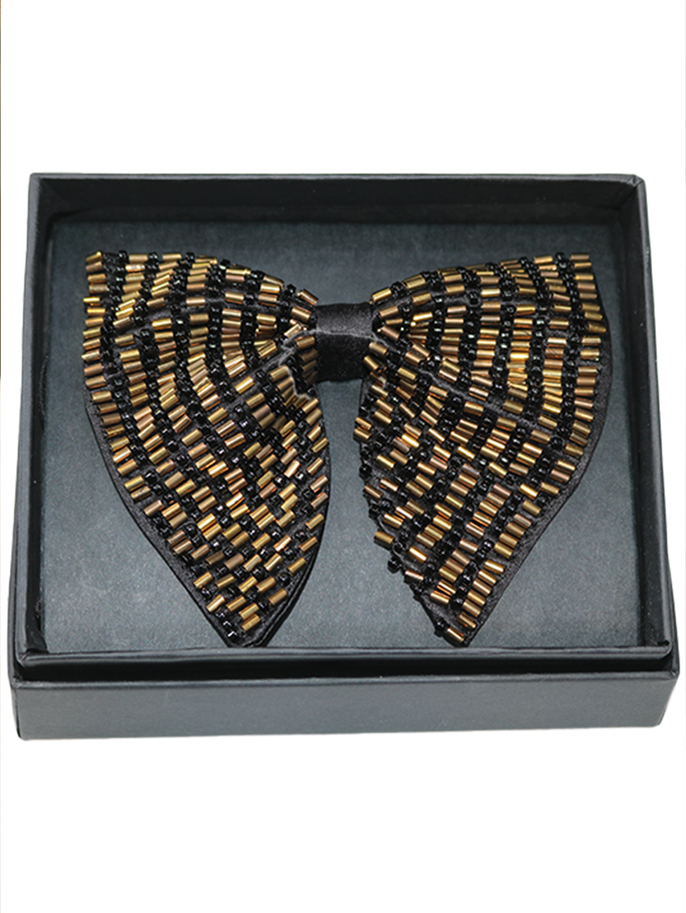 Black & Gold Scattered Embroidered Bow Tie