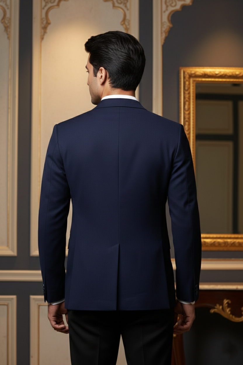 Men's Premium Navy Blue Jacquard Formal Blazer