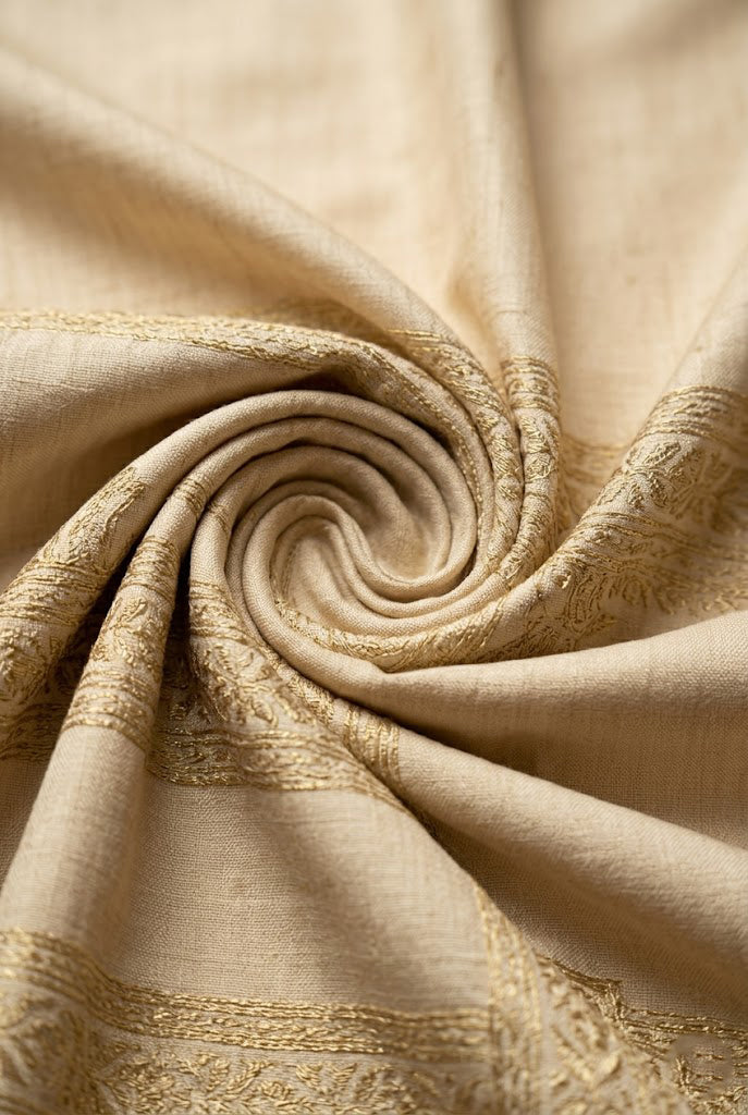 Royal Beige Silk Groom Turban with Gold Zari Border