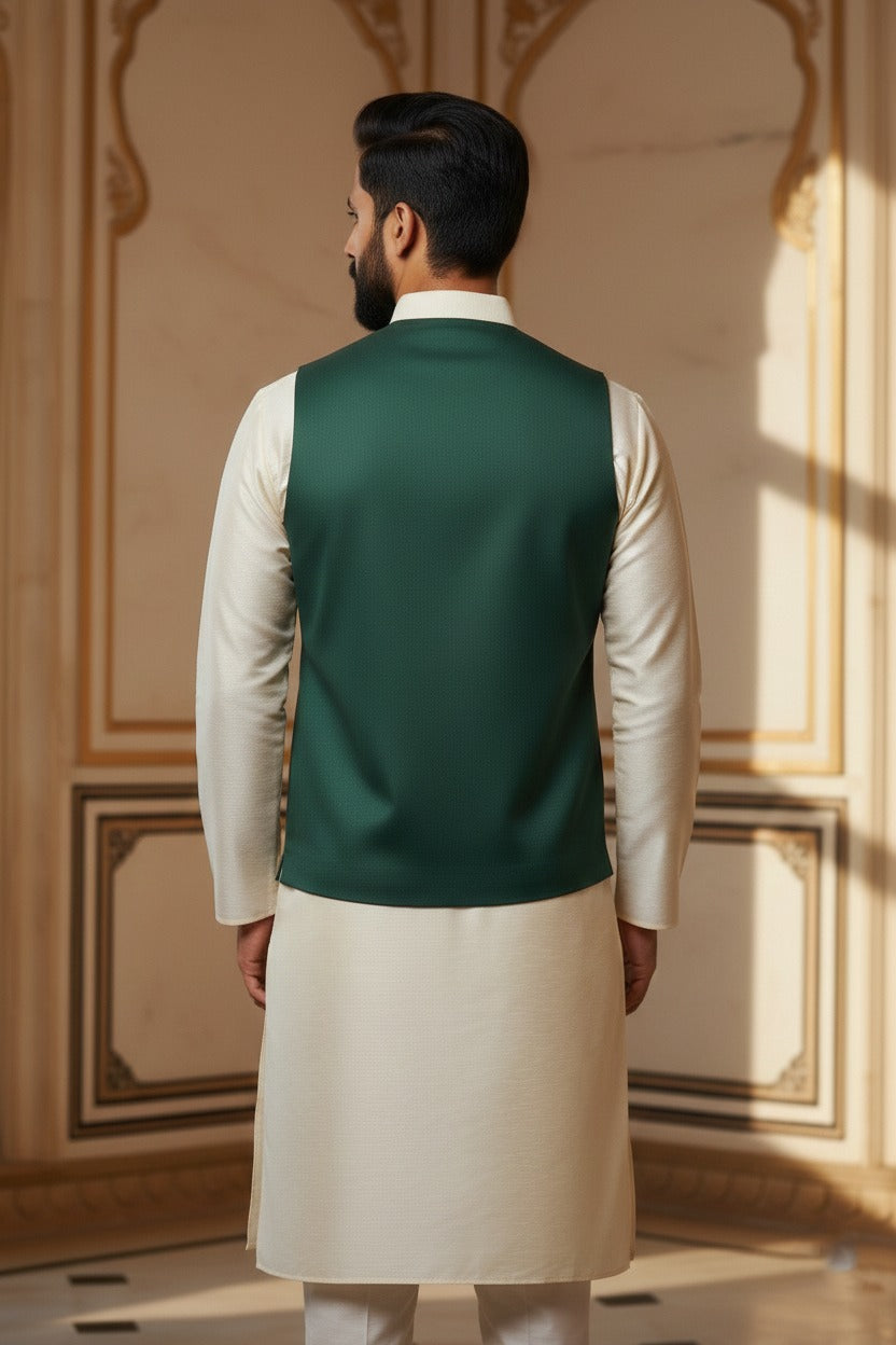 Men’s Teal Nehru Jacket | Stylish Ethnic Waistcoat for Weddings, Festive & Party Wear