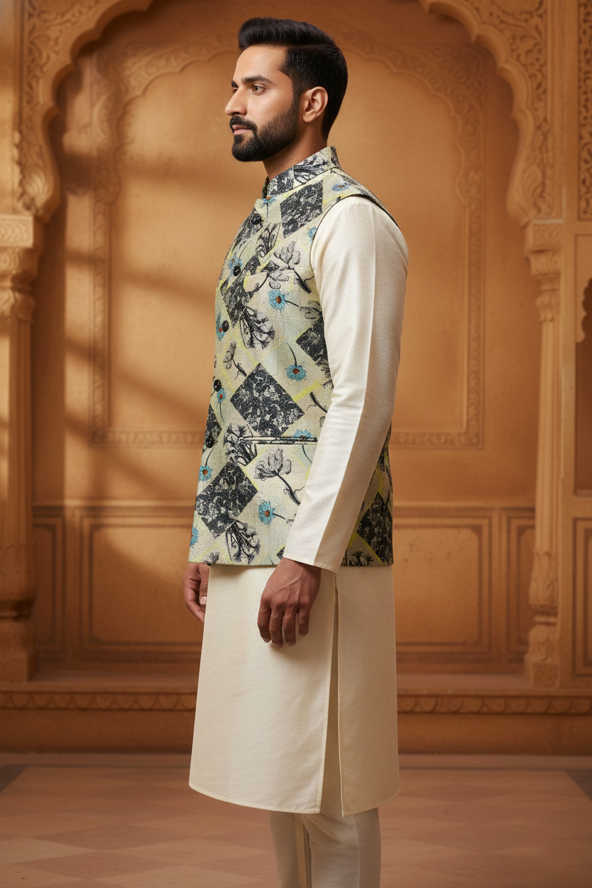 Artisanal Geometry: The Modern Interpretive Nehru Jacket
