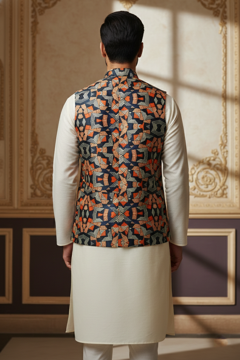 Urban Kaleidoscope: The Geometric Statement Nehru Jacket