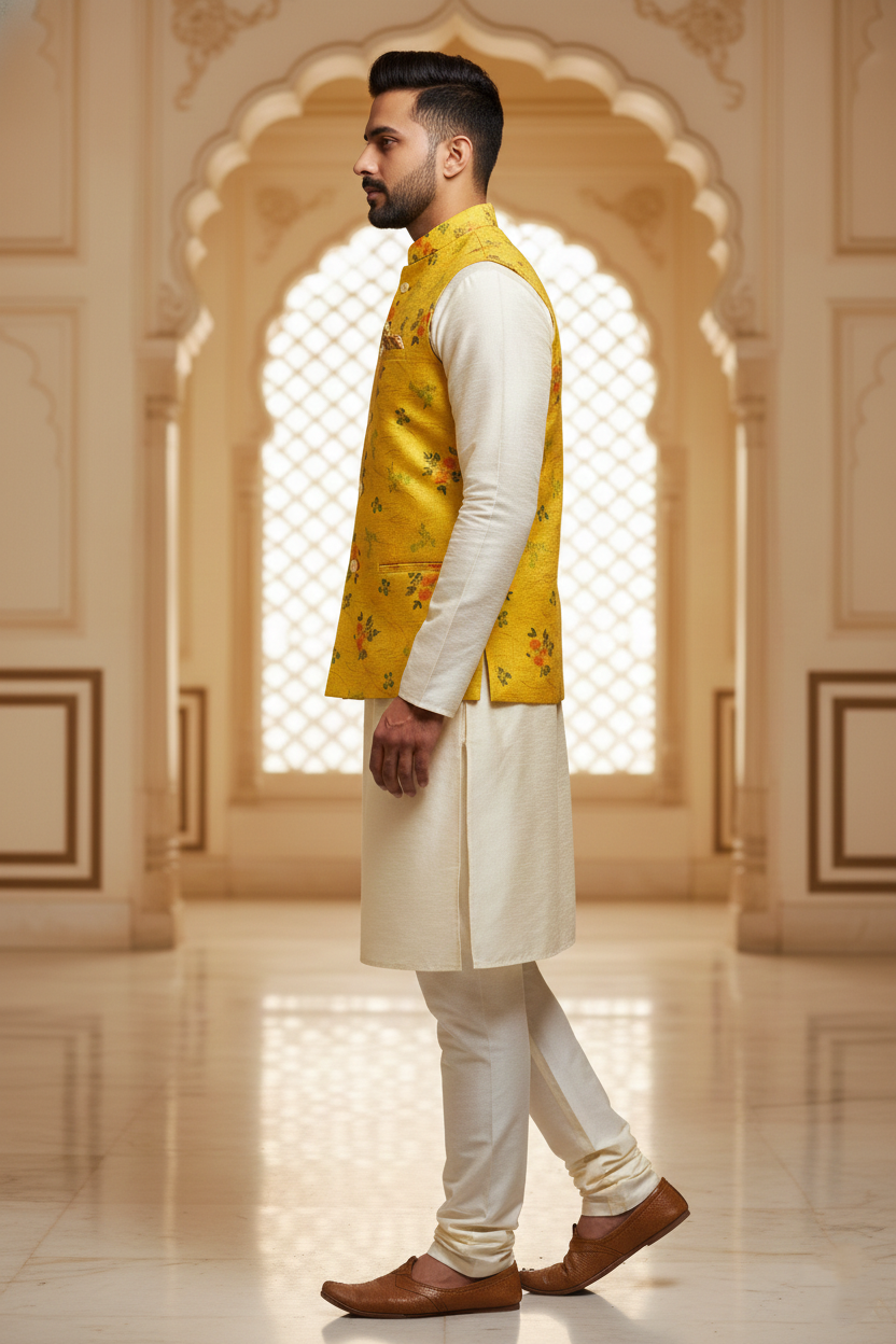 Title: The Radiance of Tradition: Contemporary Men’s Festive Ethnic Wear