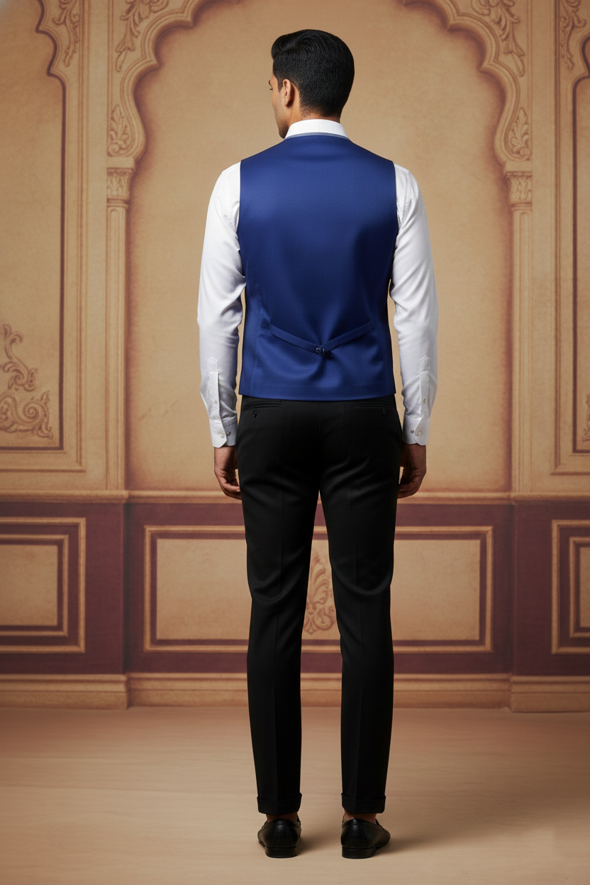 Men's Premium Blue Jacquard Silk Blend Formal Blazer