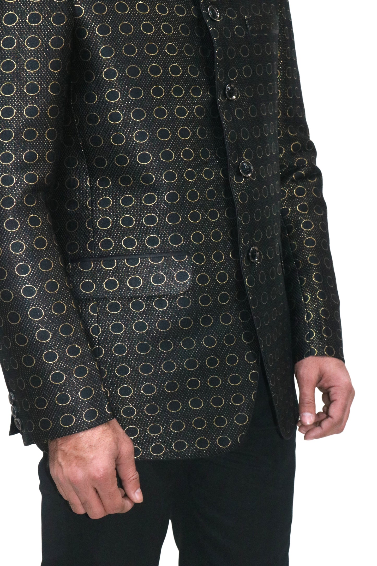 Handmade Men's Black on black Jacquard Silk Jacket and black trouser combo Perfect for wedding Occasion or Party wear