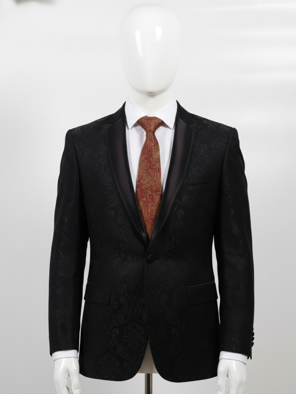 Luxury Red Necktie with Elegant Golden Embroidery
