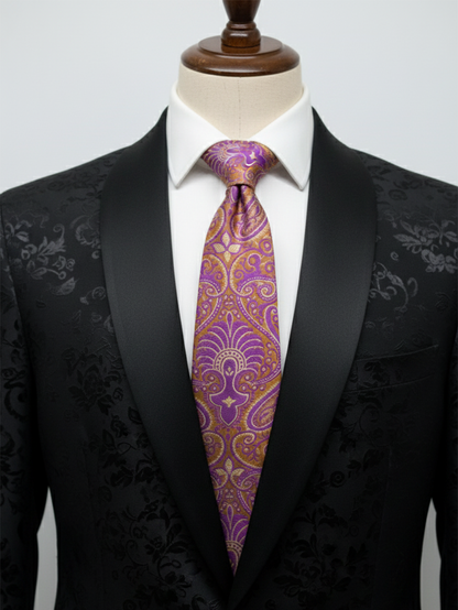 Dark Pink Tie with Elegant Work – Stylish Formal Necktie