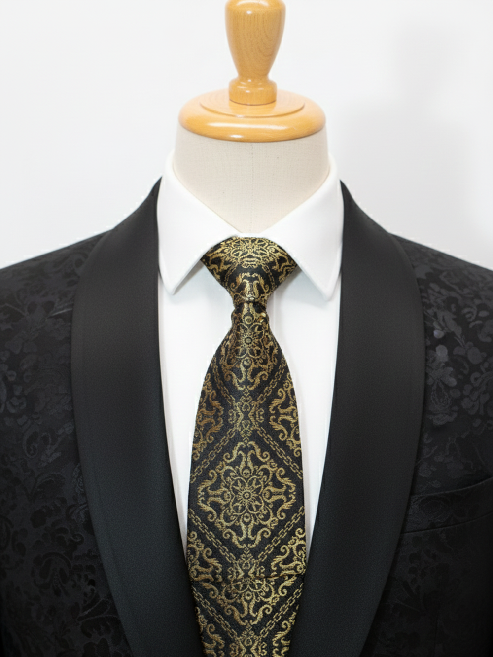 Black Tie with Heavy Golden Work – Luxury Statement Necktie