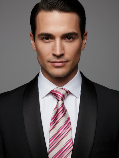 Pink Line Pattern Neck Tie – Classic & Elegant