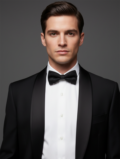 The Midnight Onyx: A Classic Black Silk Bow Tie