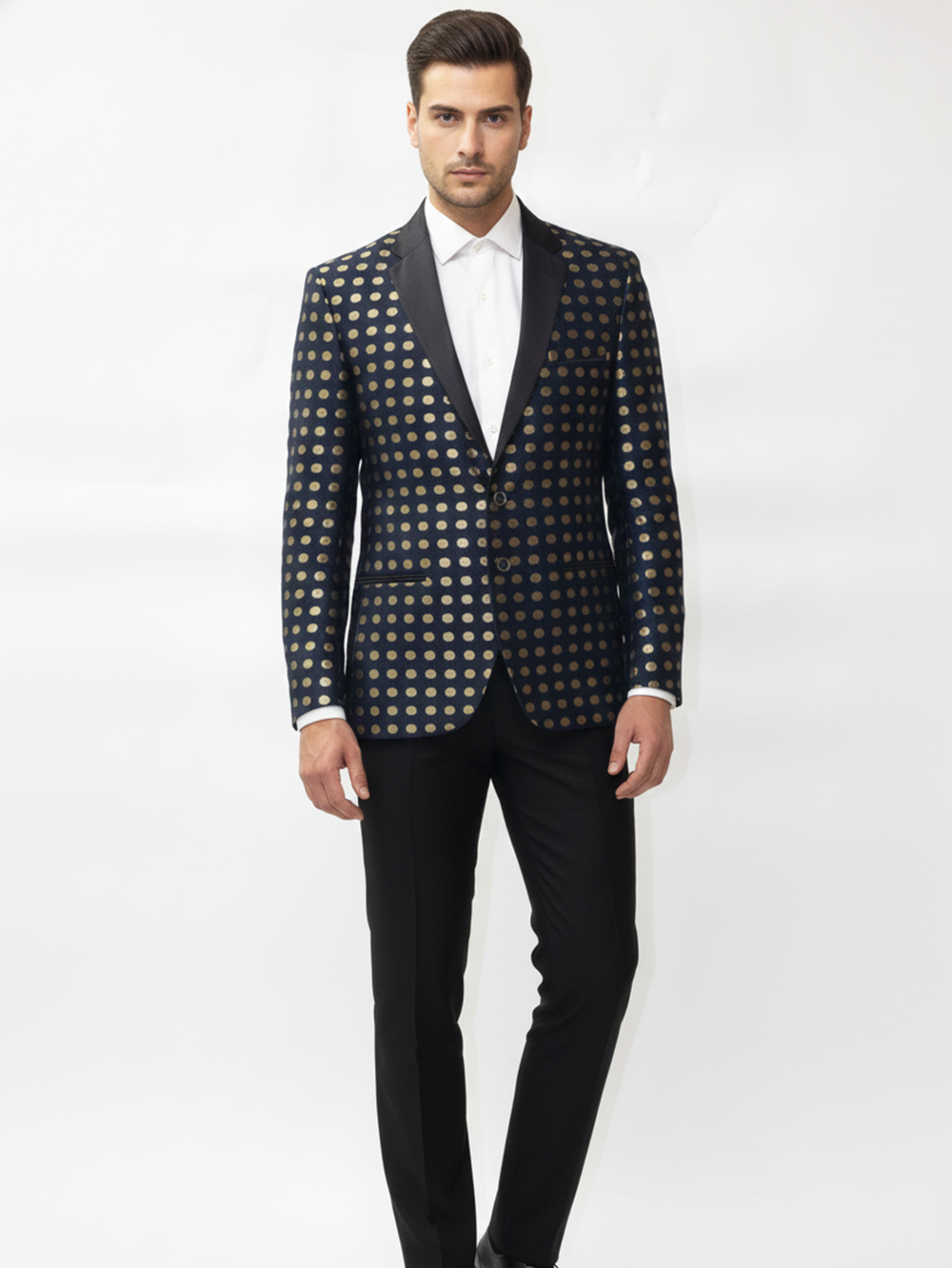 Mens Polka Dots Printed Blazer-Classic Fit, Premium Jacquard Fabric, Stylish Formal Jacket, Office, Parties, Evening Events, Modern Elegance