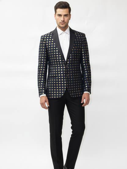 Mens Polka Dots Printed Blazer-Classic Fit, Premium Jacquard Fabric, Stylish Formal Jacket, Office, Parties, Evening Events, Modern Elegance