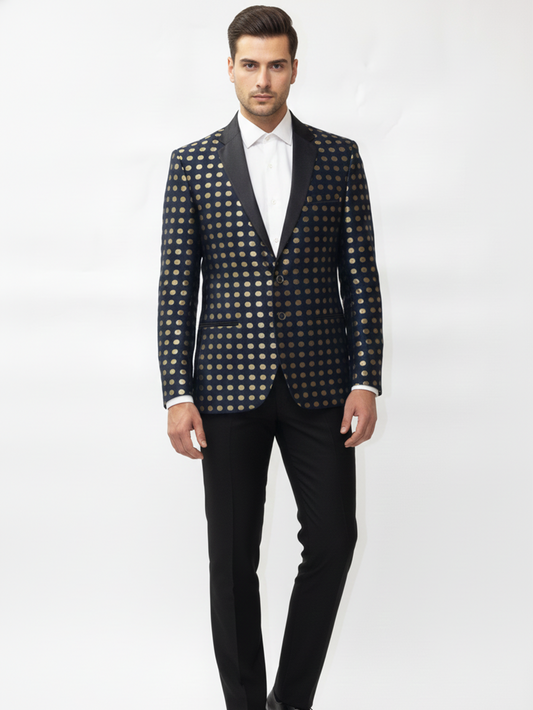 Mens Polka Dots Printed Blazer-Classic Fit, Premium Jacquard Fabric, Stylish Formal Jacket, Office, Parties, Evening Events, Modern Elegance