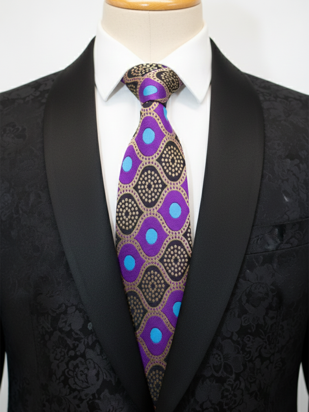 Premium Men’s Silk Tie – Purple Geometric Pattern | Formal & Party Wear