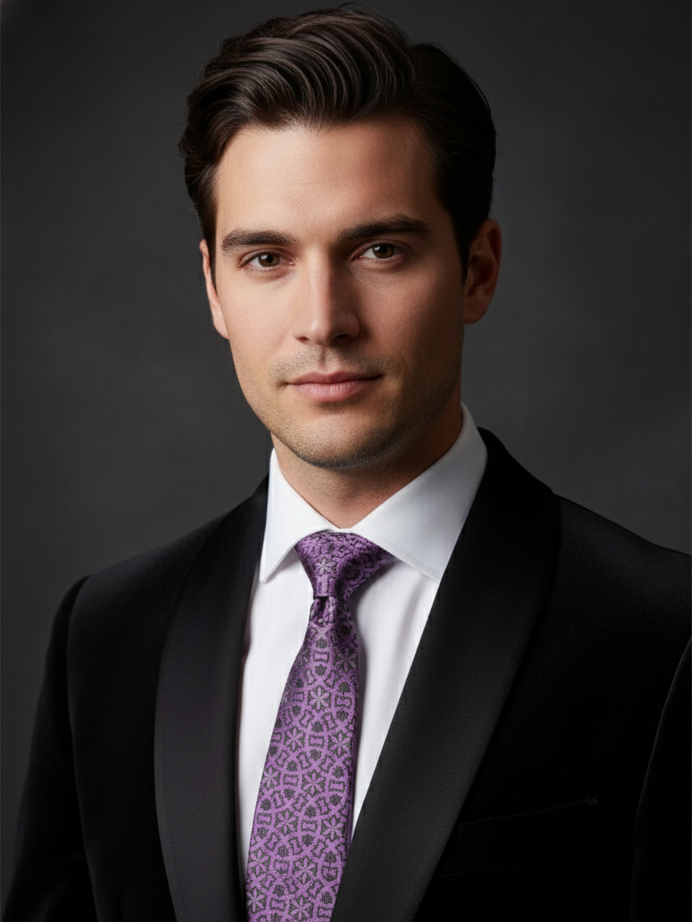 Dark Pink Tie with Black Work – Elegant Designer Necktie