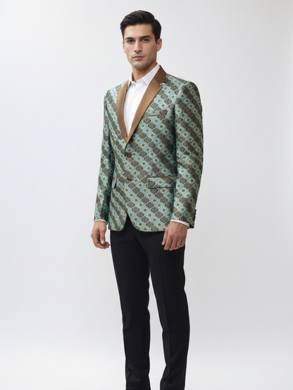 Mens Printed Jacquard Fashion Blazer for Stylish Occasions and Contemporary Trendy Look