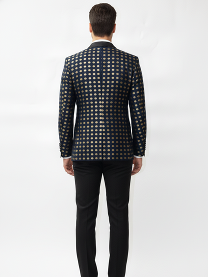 Mens Polka Dots Printed Blazer-Classic Fit, Premium Jacquard Fabric, Stylish Formal Jacket, Office, Parties, Evening Events, Modern Elegance