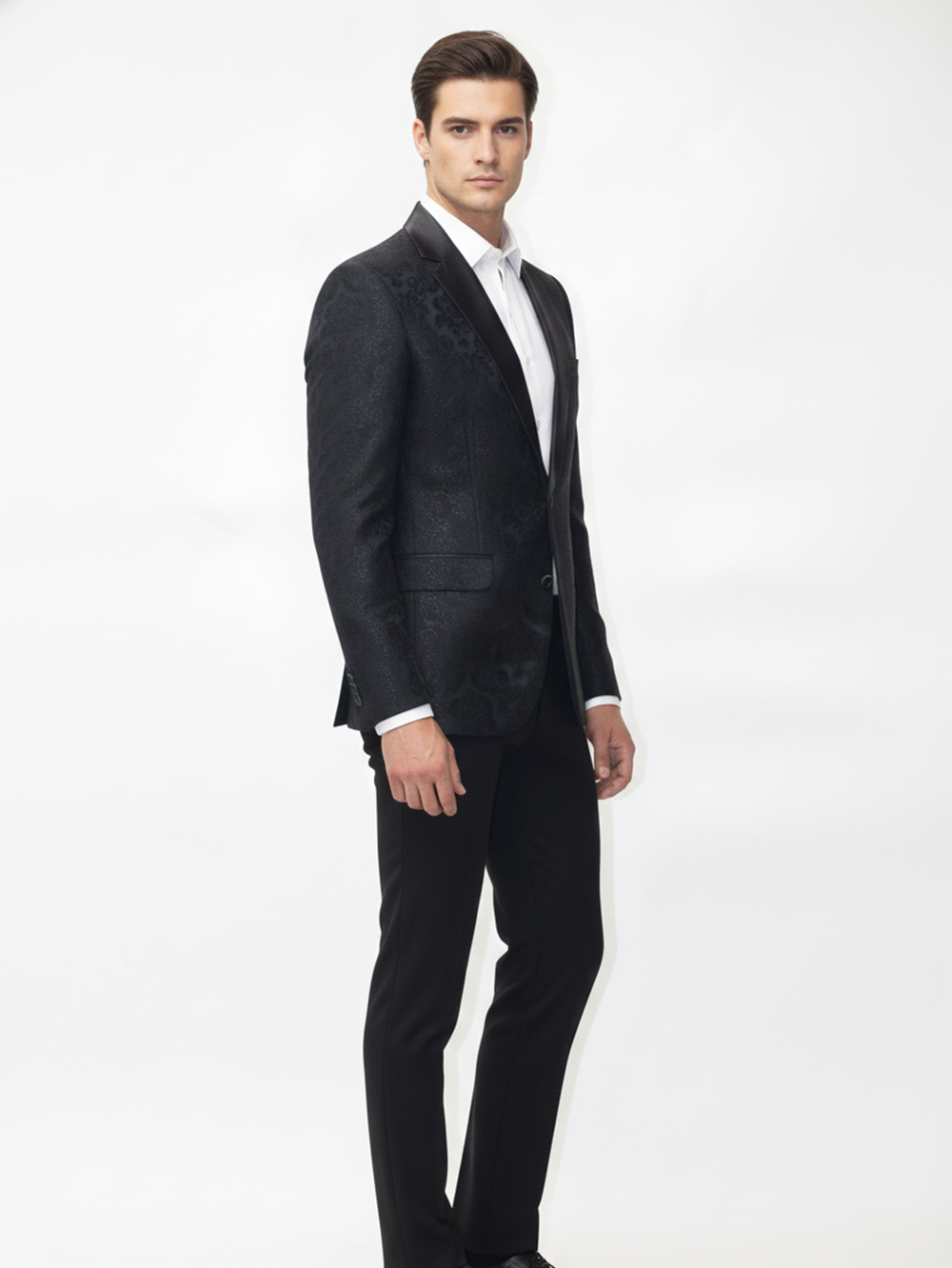 Mens Smart Business Formal Jacquard Blazer for Professional Corporate Wear and Refined Style