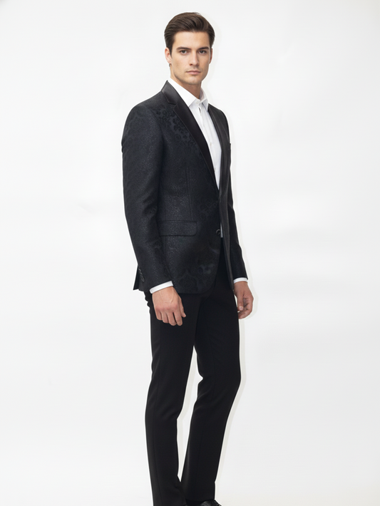 Mens Smart Business Formal Jacquard Blazer for Professional Corporate Wear and Refined Style