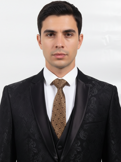 Brown Art Silk Tie with Pattern – Elegant Woven Style