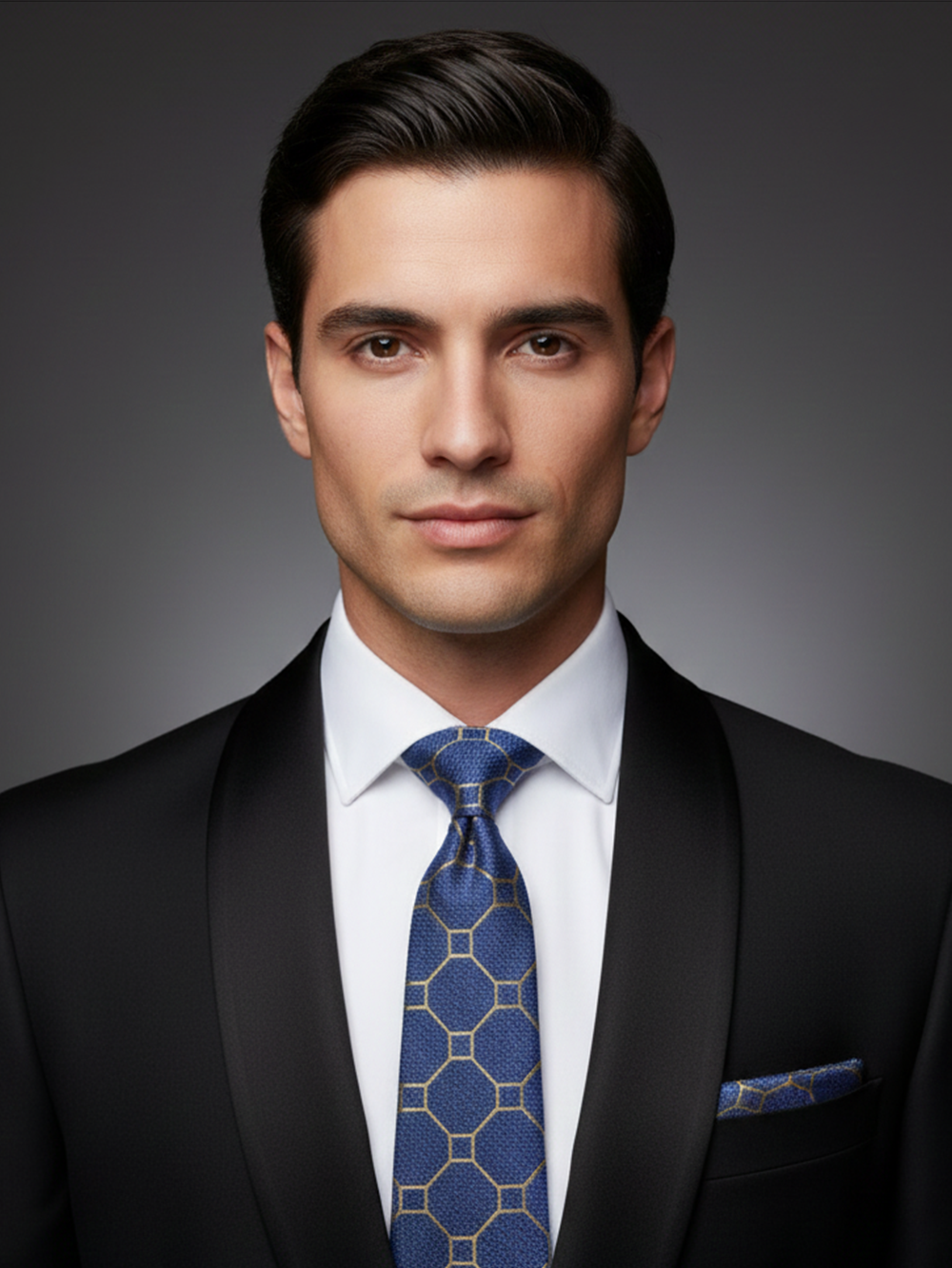 Sophisticated Blue Tie with Subtle Golden Detailing – Timeless Elegance