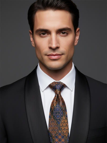 Vibrant Blue Tie with Red & Yellow Detailing – Stylish & Bold