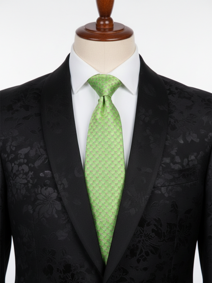 Premium Green Silk Tie with Red Dot Print – Classic Designer Necktie