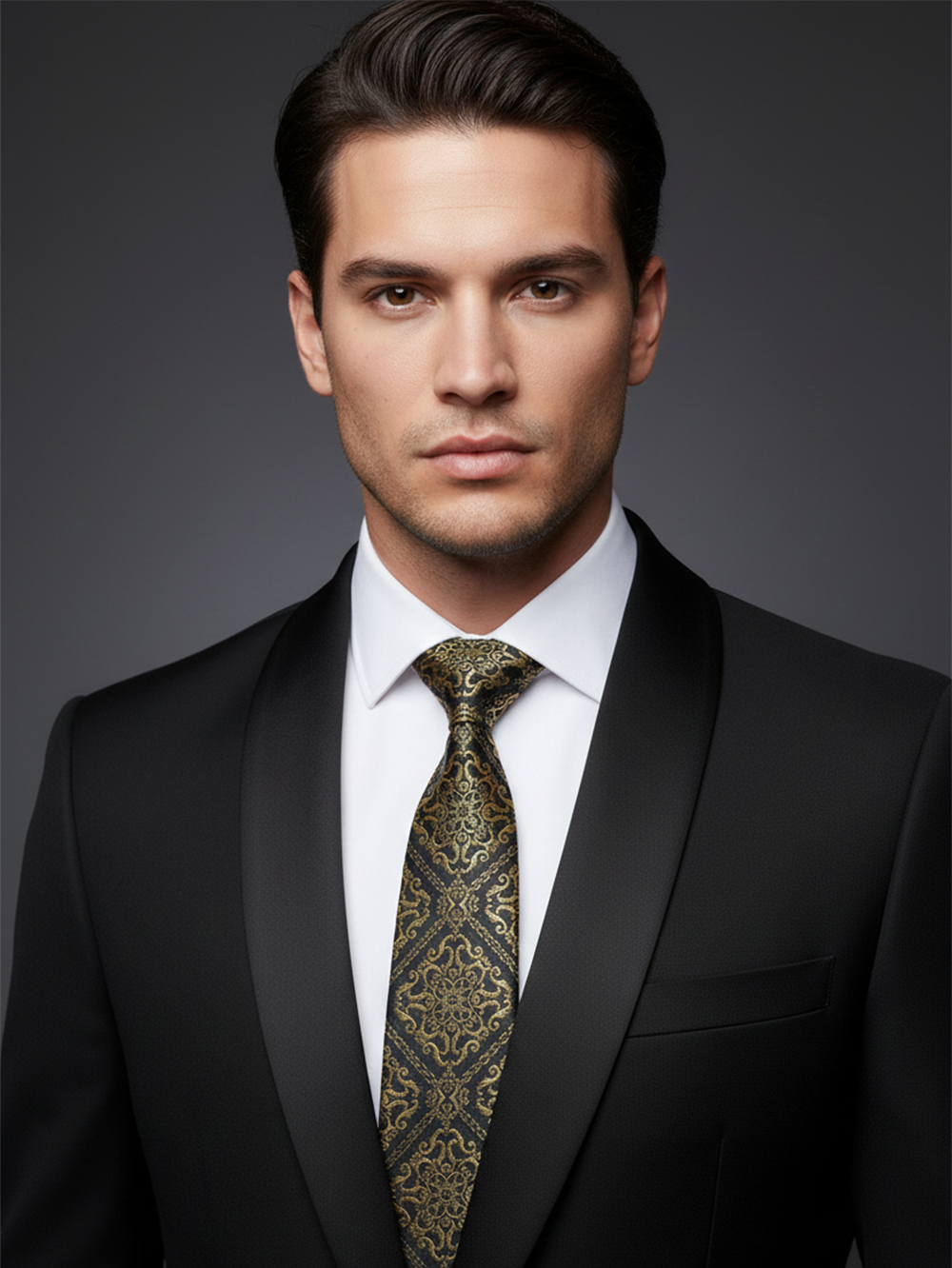 Black Tie with Heavy Golden Work – Luxury Statement Necktie