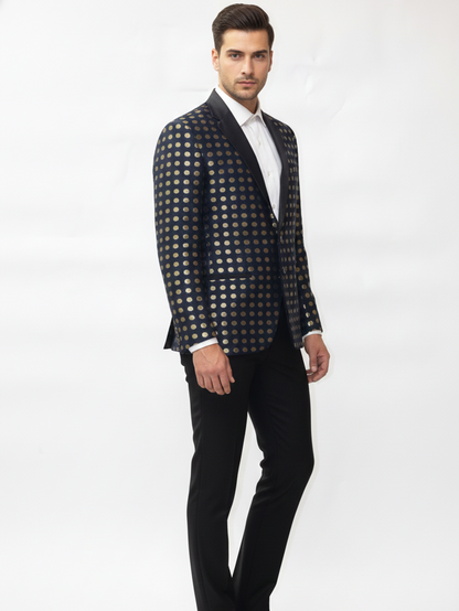 Mens Polka Dots Printed Blazer-Classic Fit, Premium Jacquard Fabric, Stylish Formal Jacket, Office, Parties, Evening Events, Modern Elegance