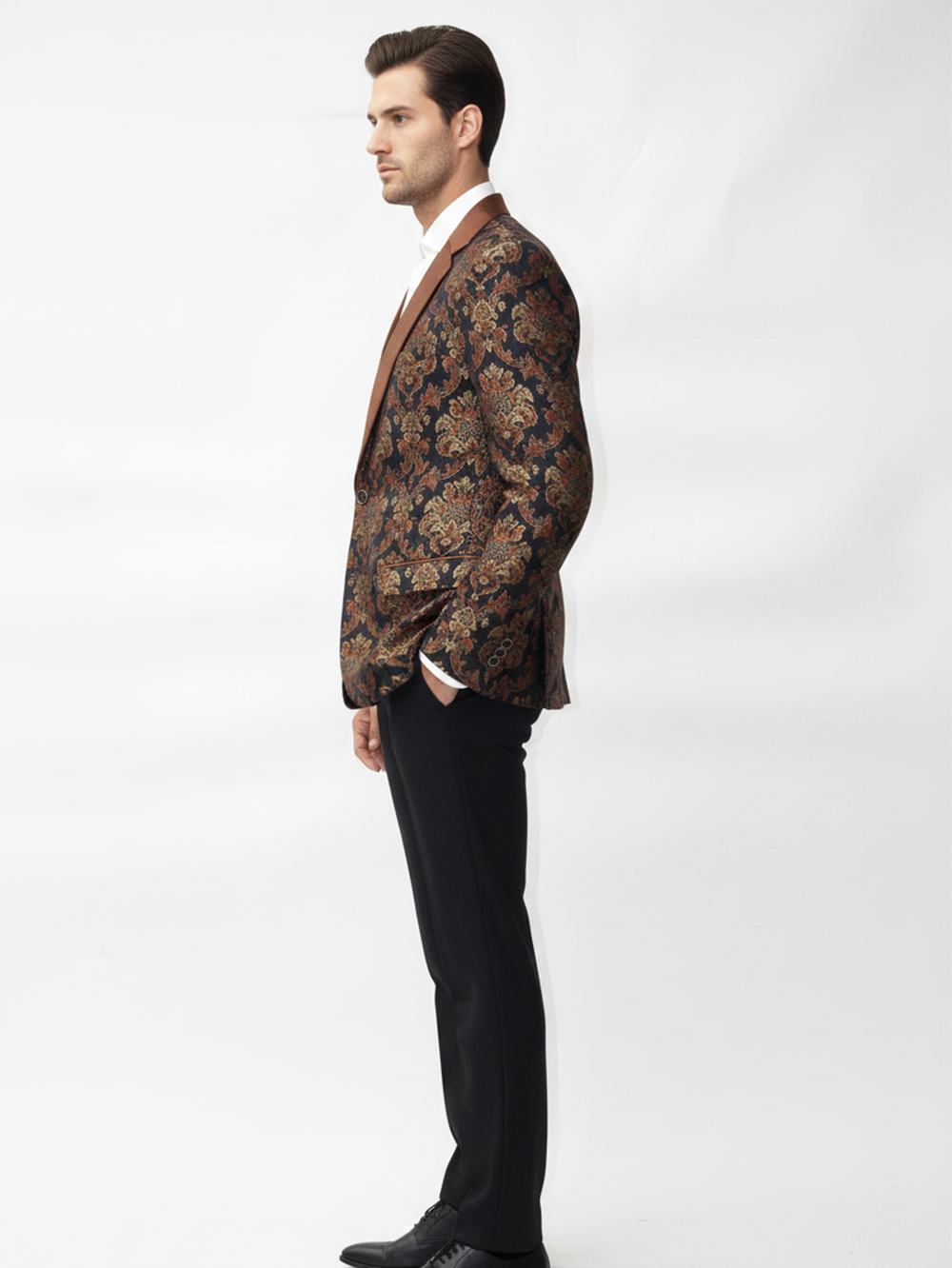 Mens Fashionable Printed Jacquard Blazer for Trendy Style and Statement Occasions