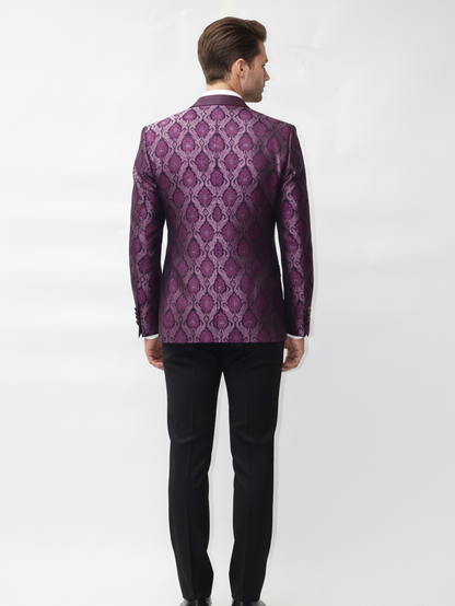 Mens Purple Slim Fit Blazer Made from Premium Jacquard Fabric Perfect for Parties, Weddings, Office Events and Stylish Occasions