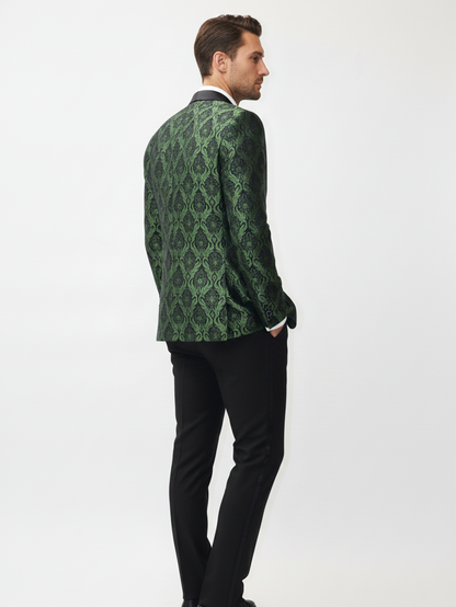 Mens Green and Black Slim Fit Blazer- Premium Tailoring, Elegant Patterns, Stylish Formal Wear for Office and Evening Parties