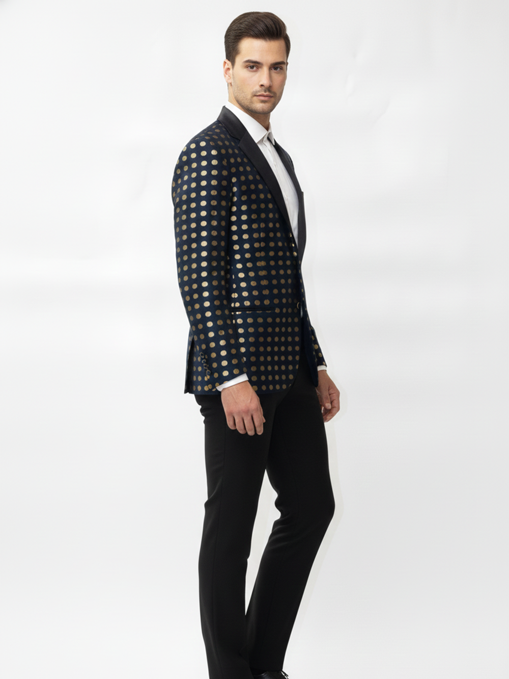 Mens Polka Dots Printed Blazer-Classic Fit, Premium Jacquard Fabric, Stylish Formal Jacket, Office, Parties, Evening Events, Modern Elegance