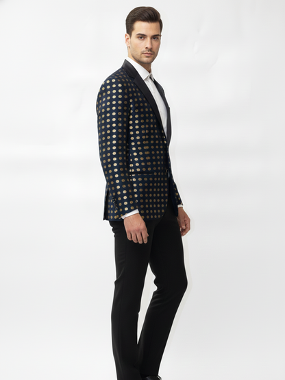 Mens Polka Dots Printed Blazer-Classic Fit, Premium Jacquard Fabric, Stylish Formal Jacket, Office, Parties, Evening Events, Modern Elegance