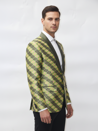 Mens Regular Fit Printed Blazer - Premium Jacquard Fabric, Office, Parties, Evening Wear, Modern Elegant Outerwear