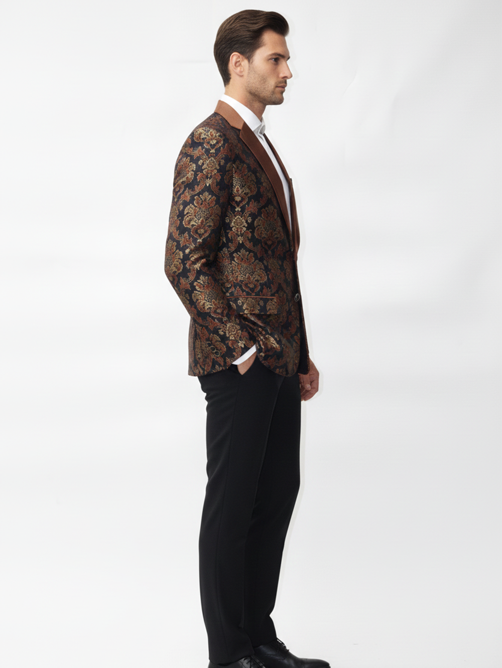 Mens Fashionable Printed Jacquard Blazer for Trendy Style and Statement Occasions