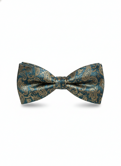 The Emerald Heirloom: Silver-Filigree Botanical Bow Tie
