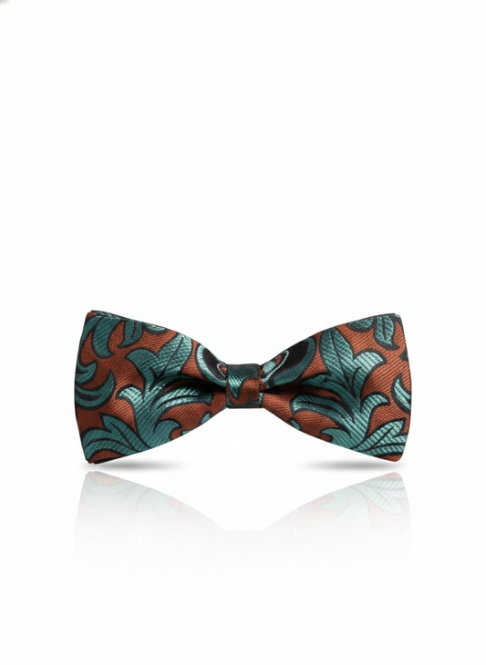 The Midnight Meadow: Emerald & Dusty Rose Silk Bow Tie
