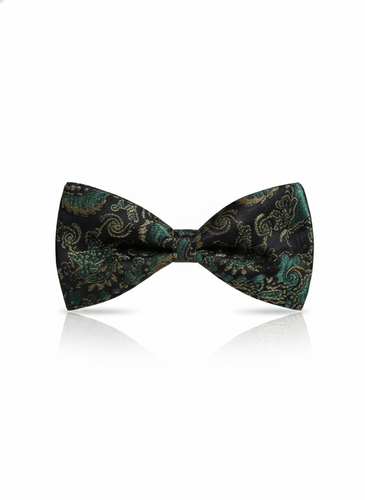 The Emerald Enigma: Forest Green & Black Lattice Bow Tie