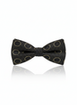 Elegant Black Silk Bow Tie with Golden Circle Outline – Formal Men’s Accessory