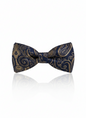 Elegant Blue Silk Bow Tie with Golden Work – Formal Men’s Accessory