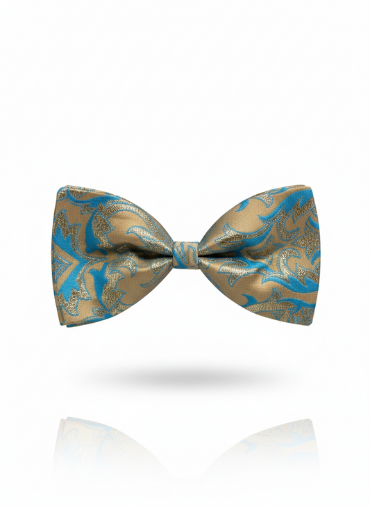 Elegant Brown and Blue Silk Bow Tie – Formal Men’s Accessory