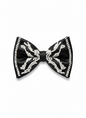 Black Satin Bow Tie with White Beaded Detailing – Premium Formal Wear Accessory