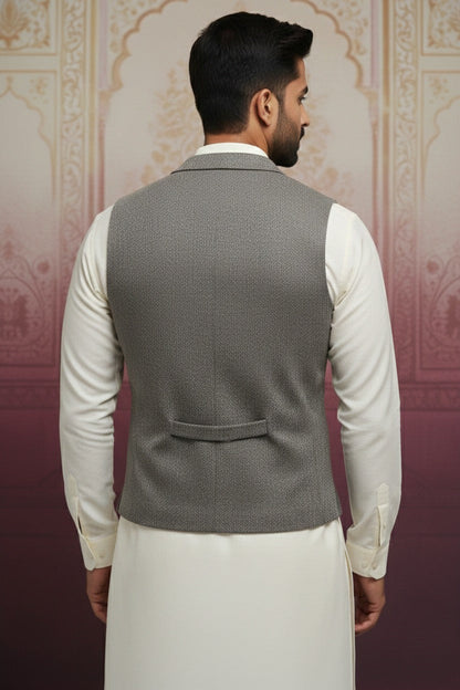 Men’s Grey & Black Nehru Jacket | Stylish Ethnic Waistcoat for Weddings & Festive Wear