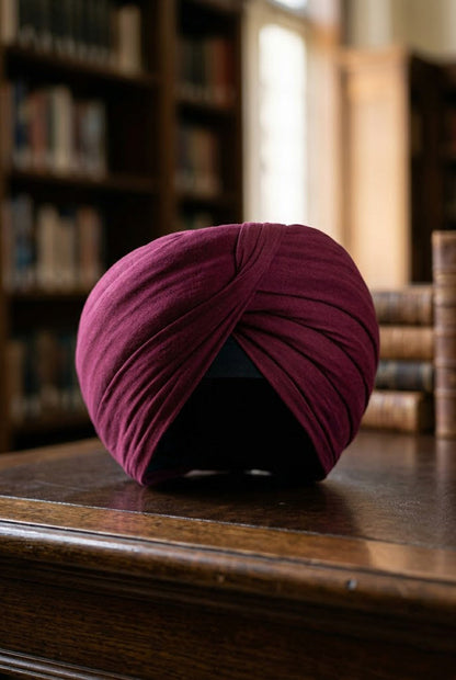 Regal Wine Burgundy Formal Turban , Elegant Pleated Fit