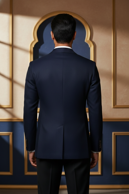 Men's Premium Navy Blue Jacquard Formal Blazer